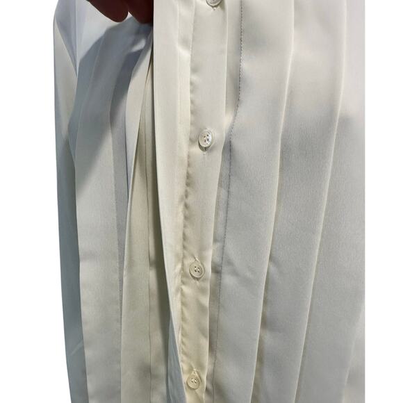 Breckenridge Vintage Ivory Cream Box Pleated Long Sleeve Blouse-Size 10 - Picture 3 of 9